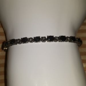Sterling Silver & Diamond/Onyx Tennis Bracelet
